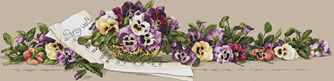 Merejka Pansy Waltz Cross Stitch Kit - 92cm x 23cm