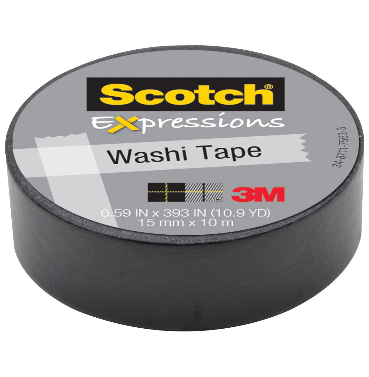 Scotch Washi Tape .59"X10.9yd - Black