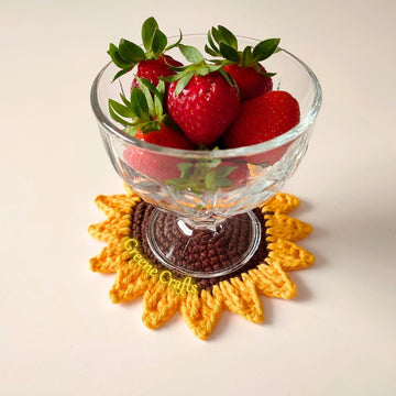 Sunflower Coaster or Applique - Crochet Patten for Beginners