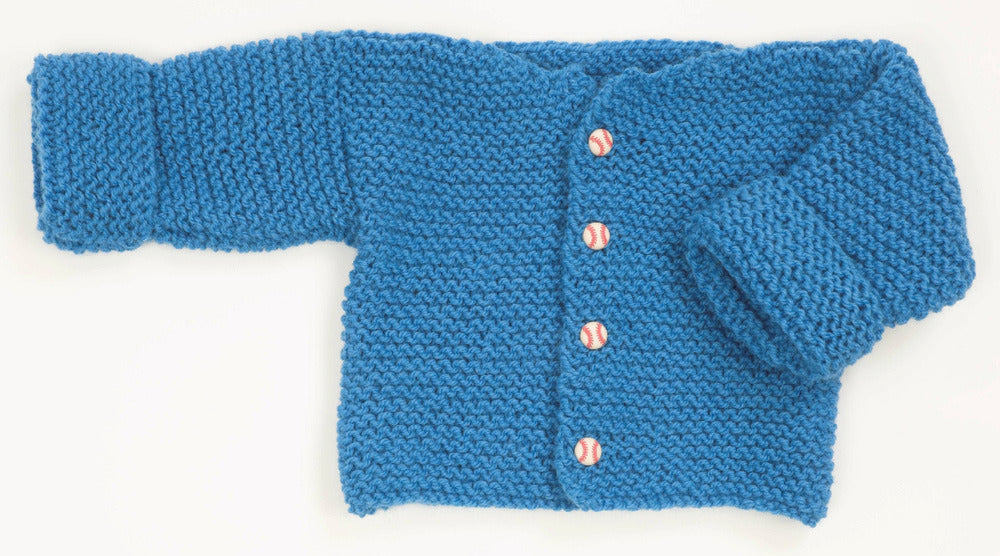 Easy Garter Stitch Baby Sweater in Plymouth Encore Worsted - F165