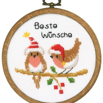 Vervaco Christmas Birds (Set of 3) Cross Stitch Kit - 10cm