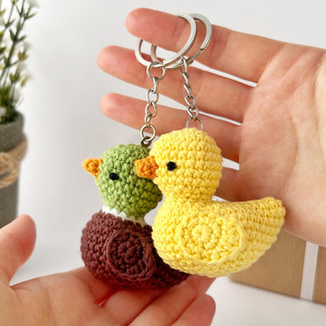 Crochet mini duck keyring amigurumi pattern Bag charm Crochet car hanger