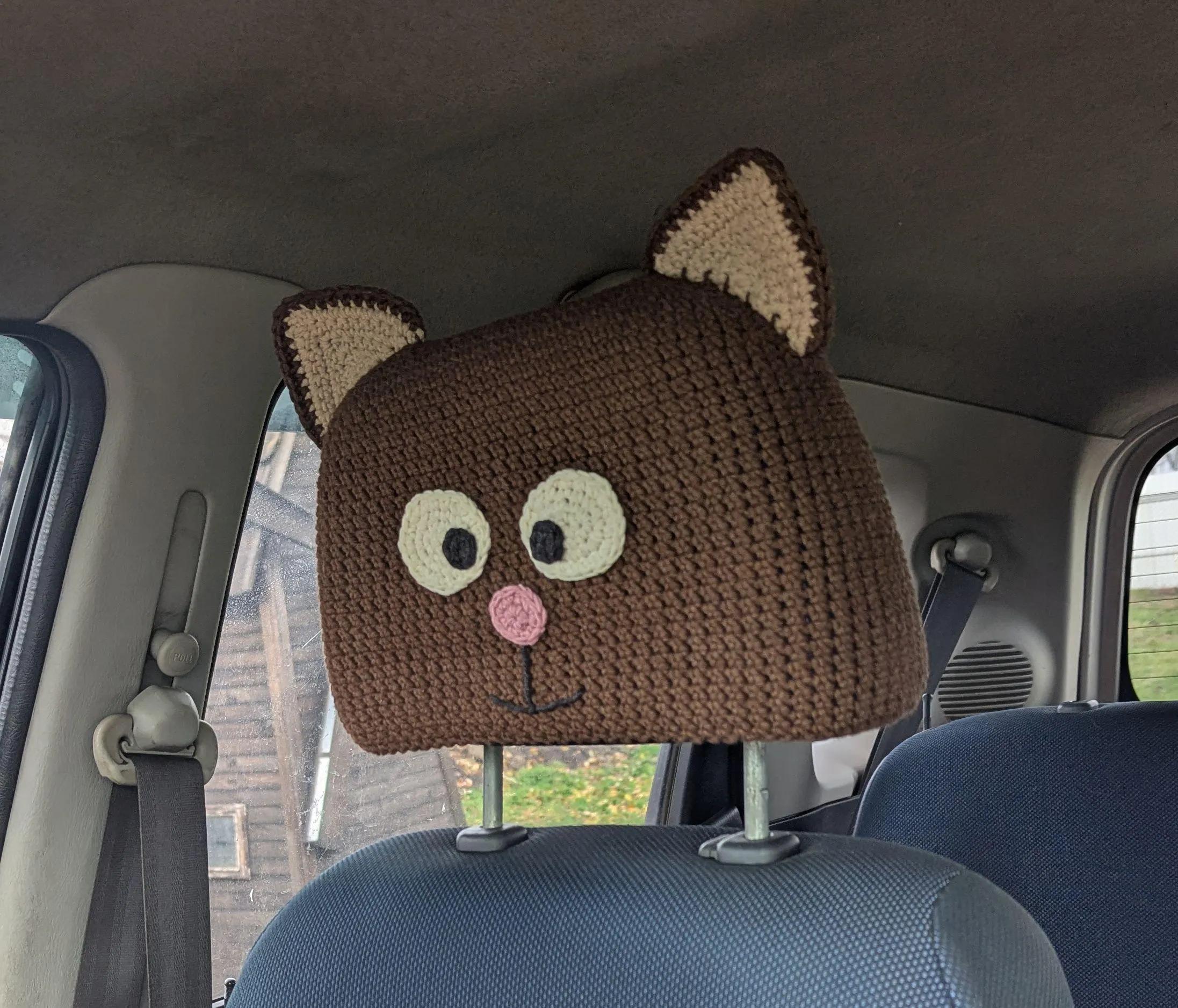 Car Headrest Cover: Cat English-US