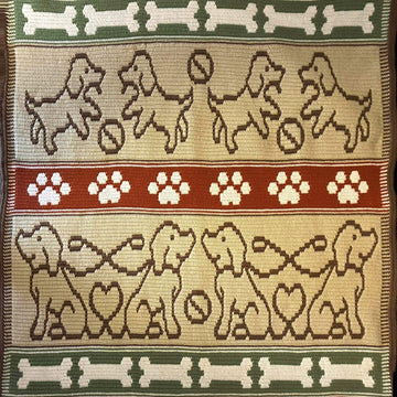 Whimsical Doggy Blanket Overlay Mosaic Crochet Pattern