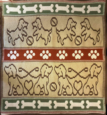 Whimsical Doggy Blanket Overlay Mosaic Crochet Pattern