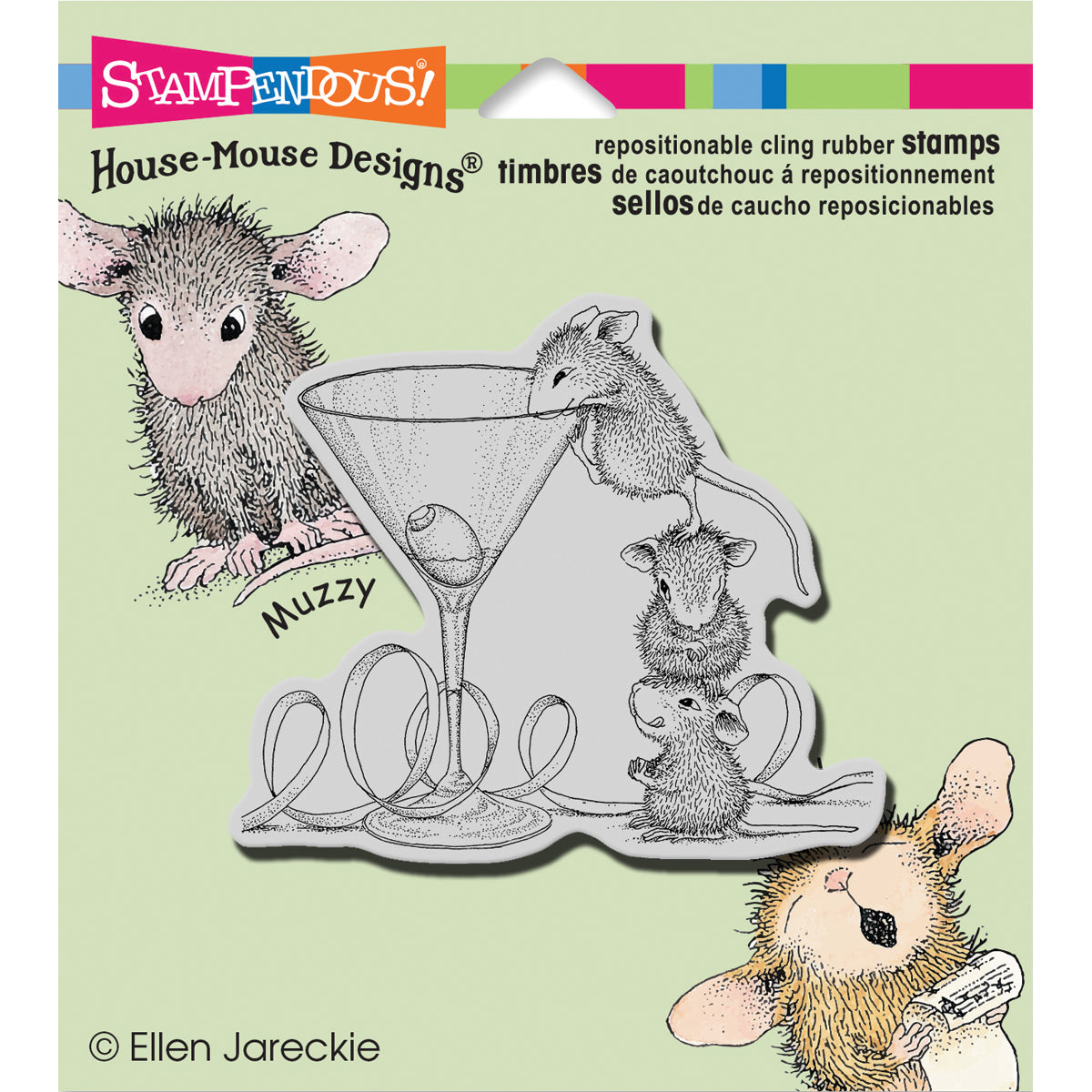 Stampendous House Mouse Cling Stamp - Martini Mice