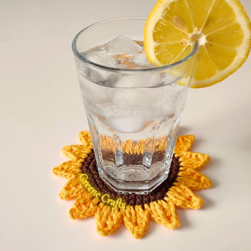 Sunflower Coaster or Applique - Crochet Patten for Beginners