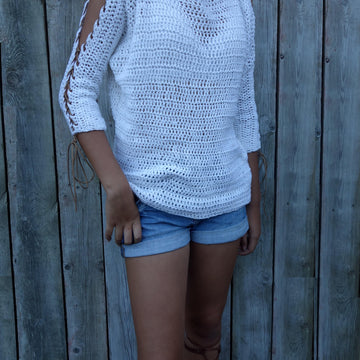 Laced Up Sleeves Sweater