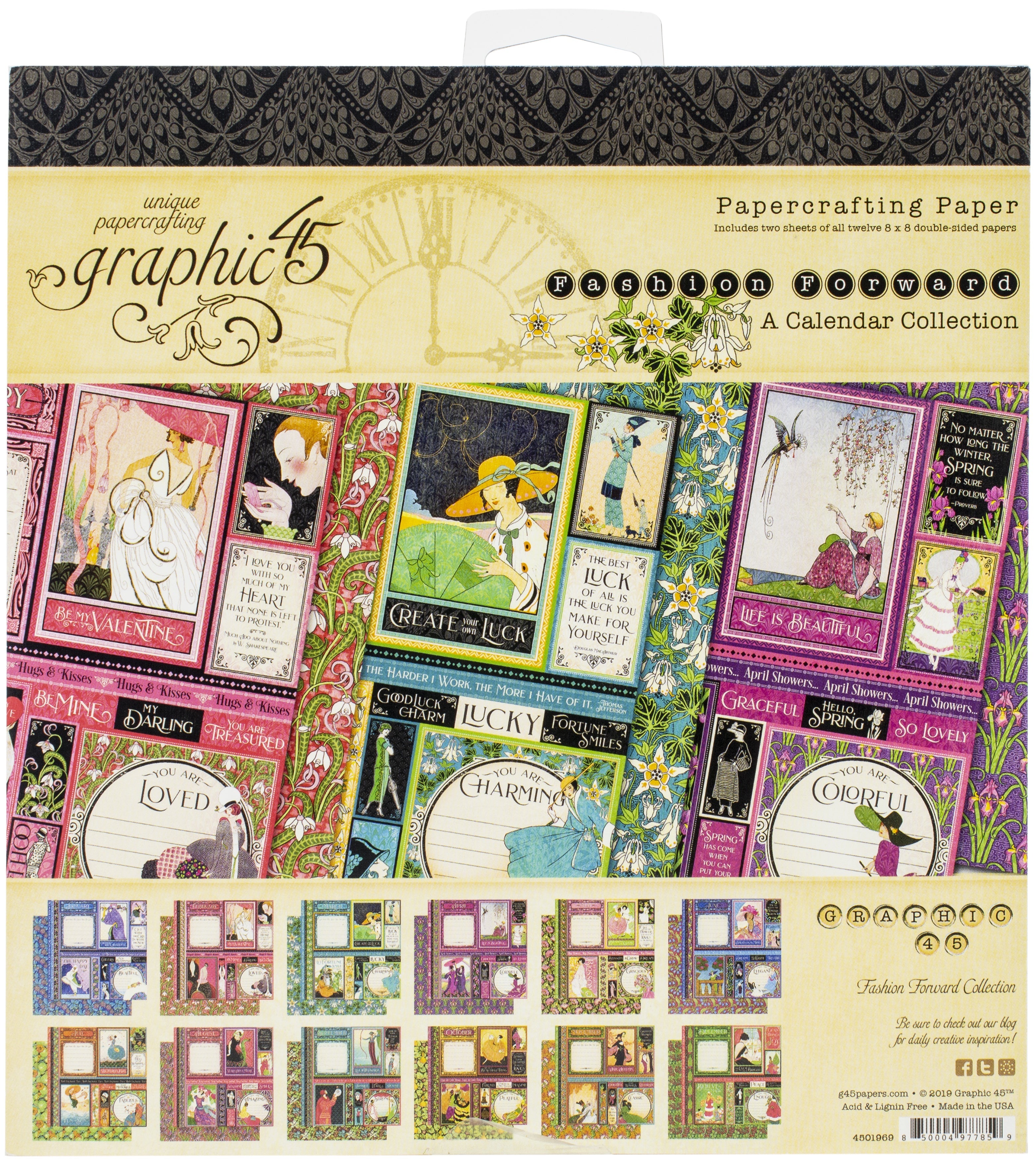 Graphic 45 Double-Sided Paper Pad 8"X8" 24/Pkg - Fashion Forward