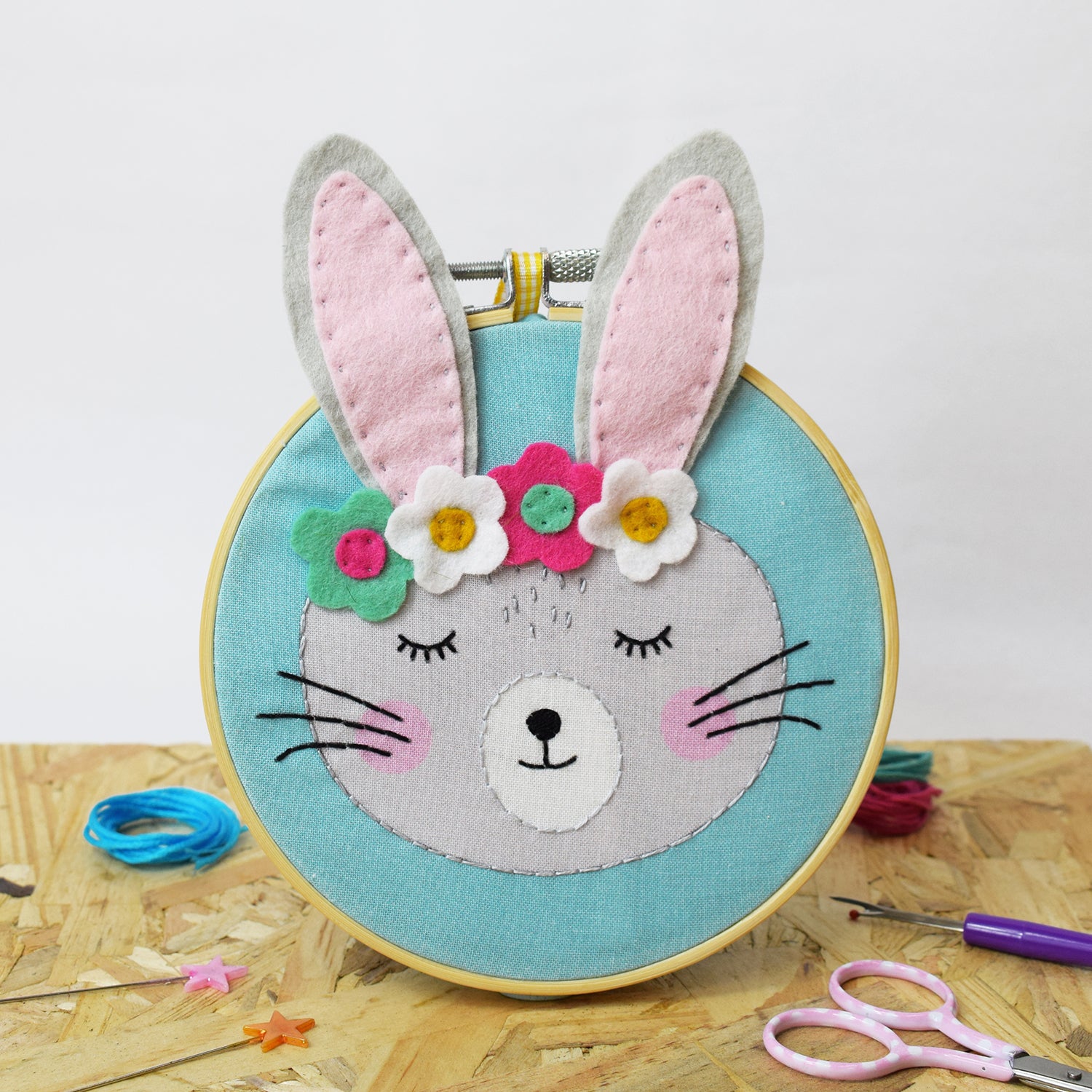 The Make Arcade Bunny Applique Needle Felting Kit - 5in