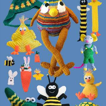 Cute Easter Toys to Knit - chick bee tortoise snake rabbit mouse wind spinner