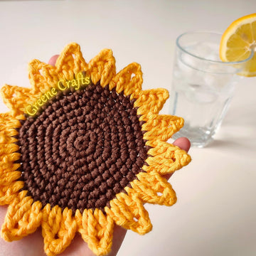 Sunflower Coaster or Applique - Crochet Patten for Beginners