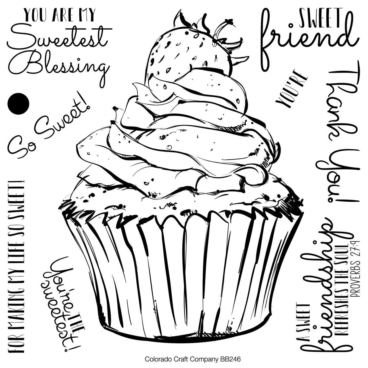 Colorado Craft Company Clear Stamps 6"X6" - Sweet Friend Cupcake-Big & Bold