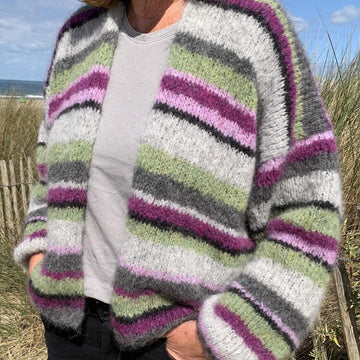 Strickanleitung Bunter Streifen-Cardigan Xenia Größe 36 – 48 Damen
