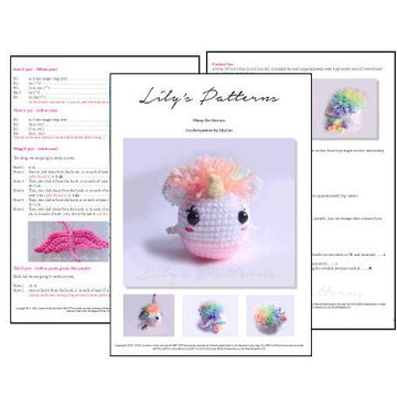 Winny Unicorn Crochet Pattern, Rainbow Unicorn, Bag Charm,