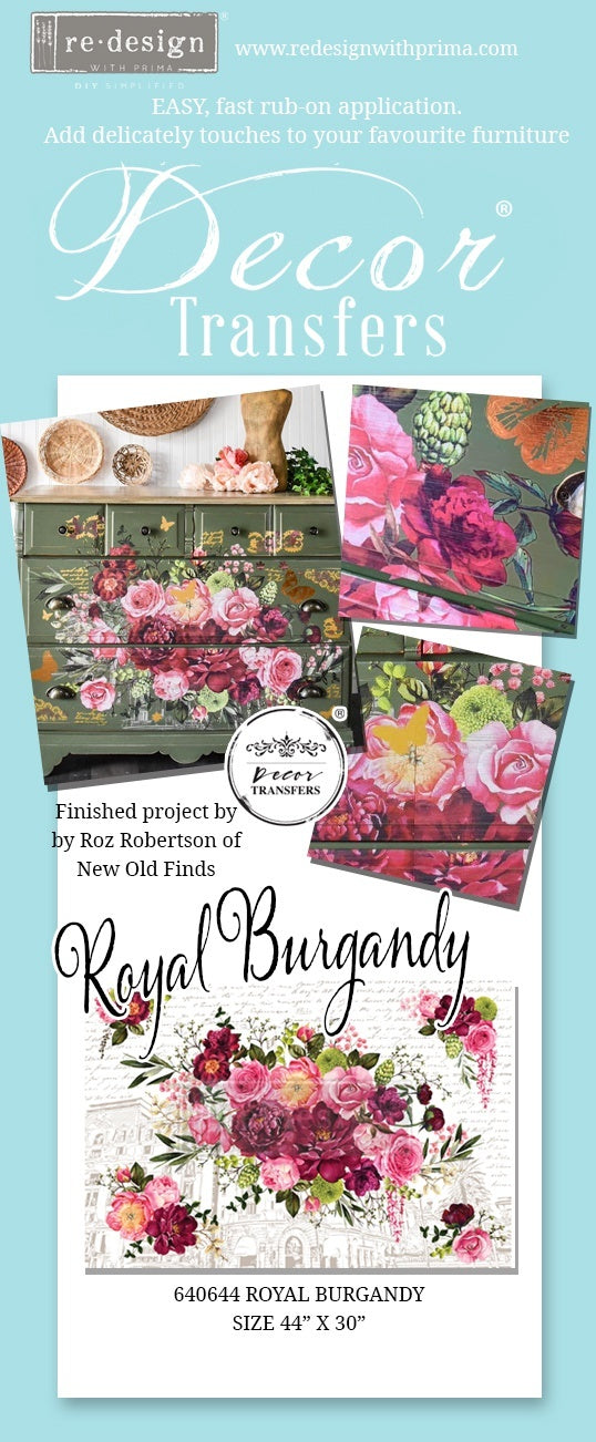 Prima Marketing Prima Re-Design Decor Transfer - Royal Burgundy 44"X30"