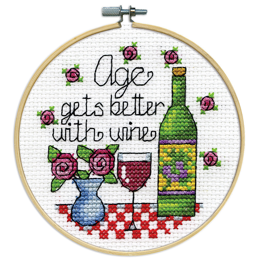 Design Works Wine Cross Stitch Kit - 4in Round