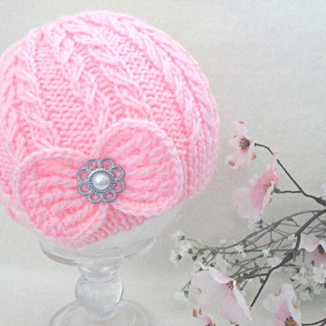 Knitting PATTERN Baby Beanie with Crochet Bow