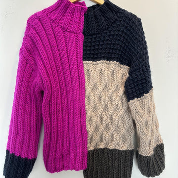 Two- Faced Mock Neck pullover