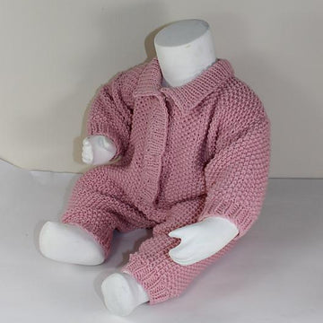Baby Simple Aran Moss Stitch Collar Onesie