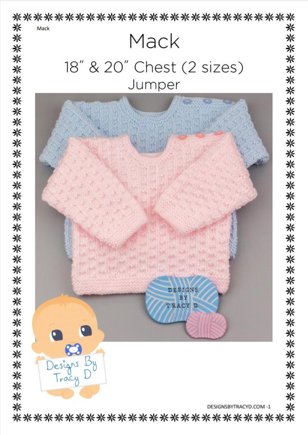 Mack Baby Jumper, 2 sizes 18" & 20" chest Baby Knitting Pattern