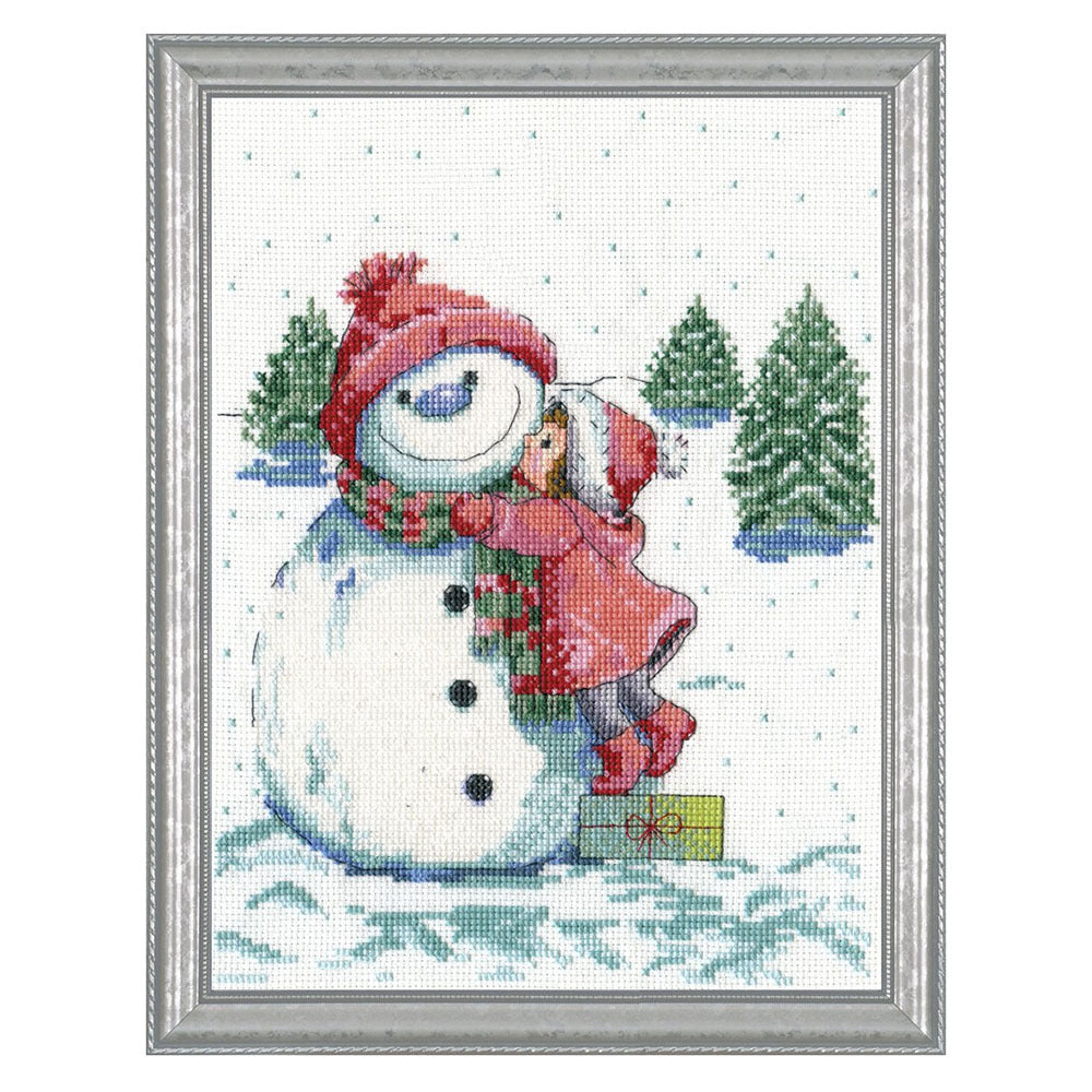 Design Works Red Hat Snowman Cross Stitch Kit - 20cm x 26cm