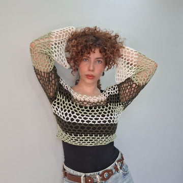 Forest crochet mesh top