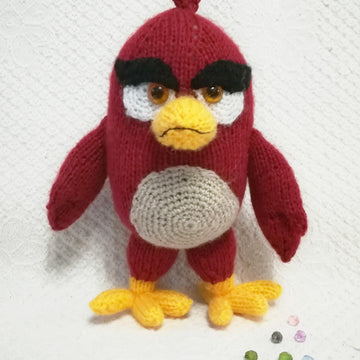 Exclusive Knitting Patterns for beginners -Knitted Red Angry birds 10 inc