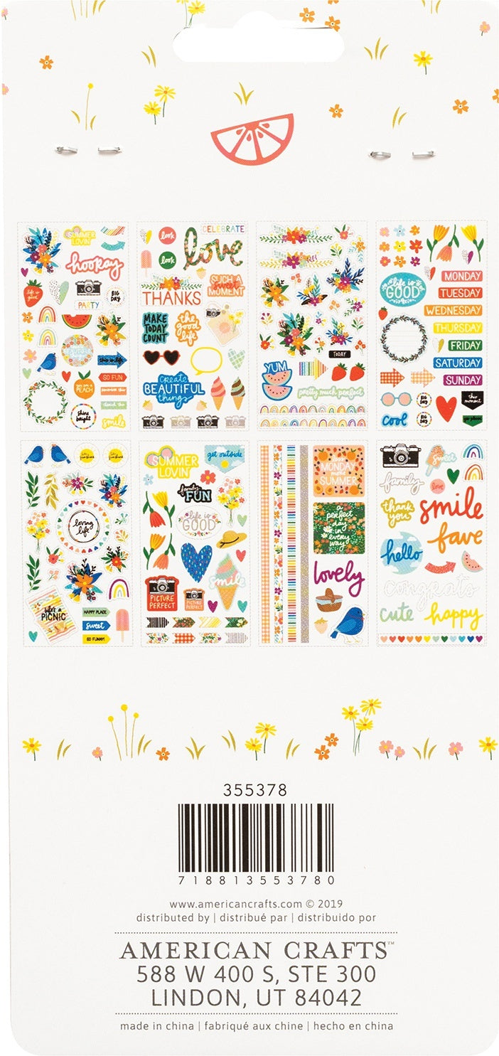 American Crafts Amy Tan Picnic In The Park Sticker Book - Icon & Phrase W/Glitter Accents 196/Pkg