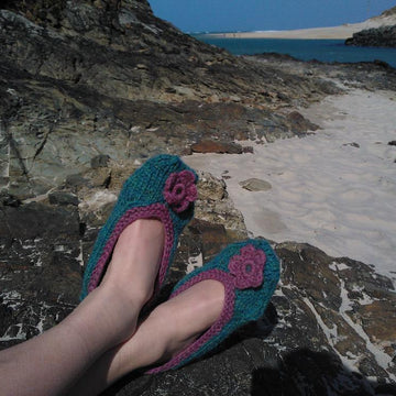 Ladies knitted cosy ballet slippers