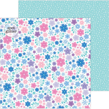 Doodlebug Winter Wonderland Double-Sided Glitter Cardstock 12"X12" 25/Pkg - Snowflowers