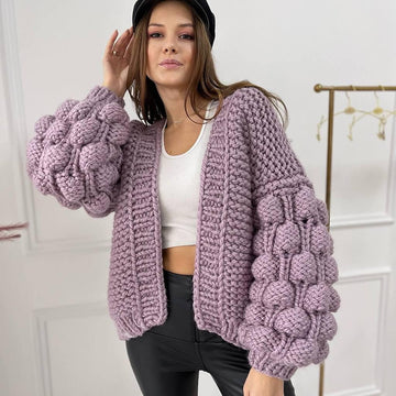 Chunky Knit Cardigan Knitting Pattern, Bubble Sleeve Cardigan Oversized PATTERN, Knit Cardigan Women's Cardigan Pattern