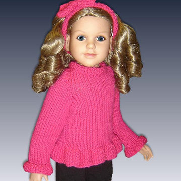 Ruffle edged sweater fits My Twinn, 23 inch dolls