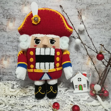 Nutcracker knitting pattern for gift and christmas decor