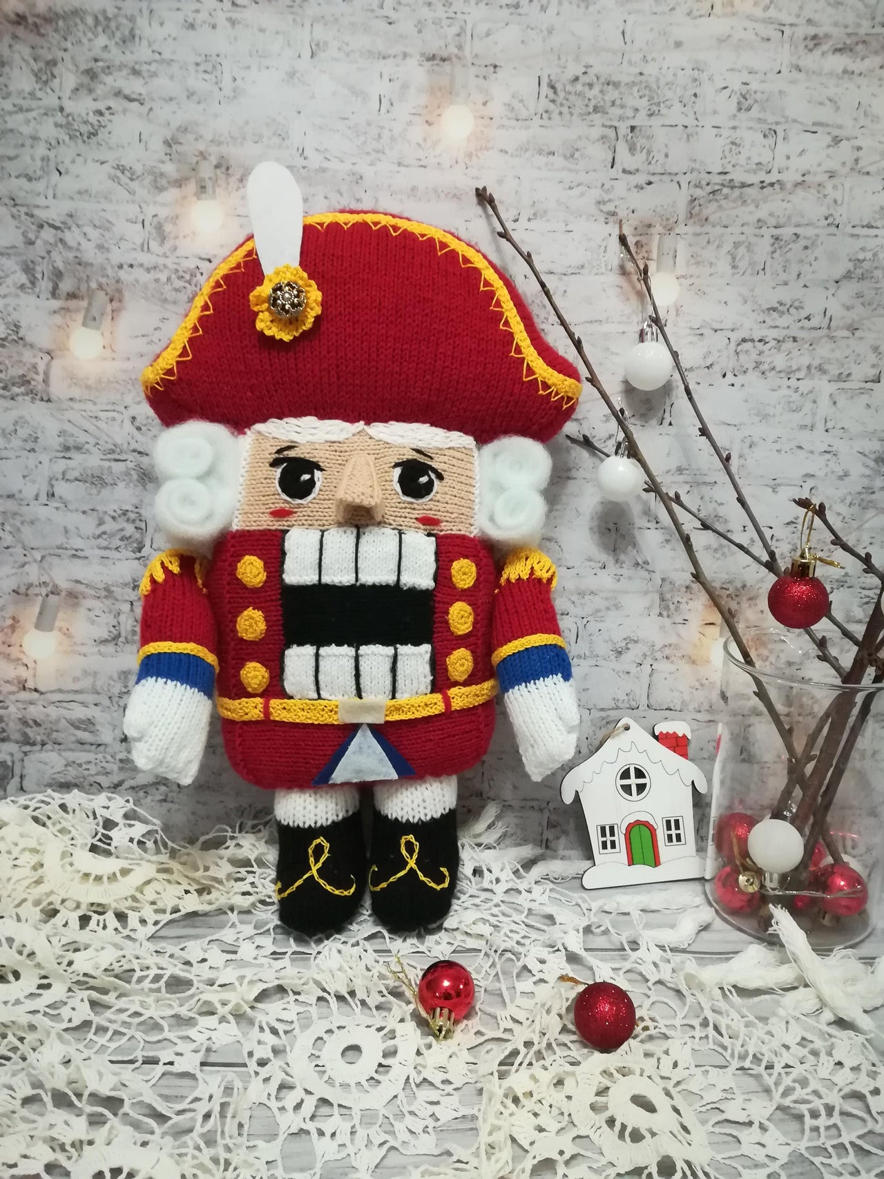 Nutcracker knitting pattern for gift and christmas decor