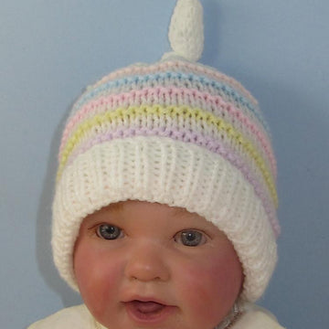 Baby Candy Stripe Topknot Beanie Hat