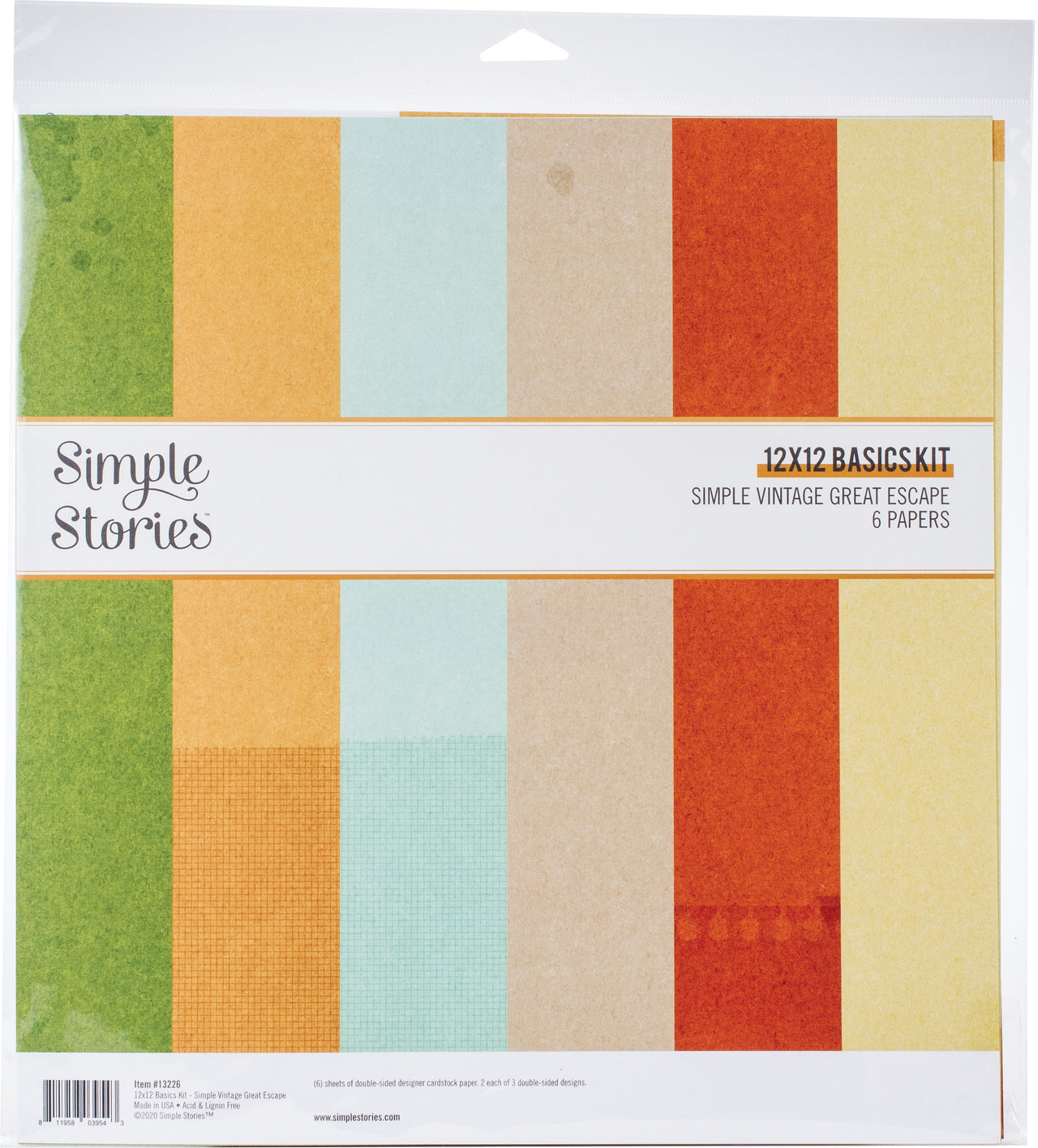 Simple Stories Basics Double-Sided Paper Pack 12"X12" 6/Pkg - Simple Vintage Great Escape
