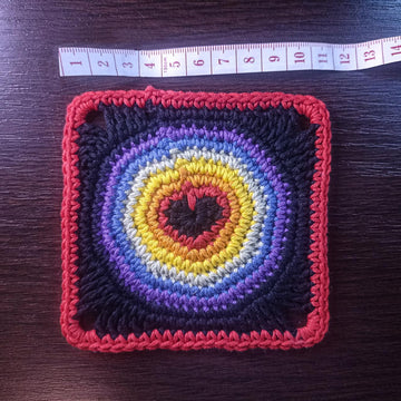 Rainbow Heart Circle Granny Square