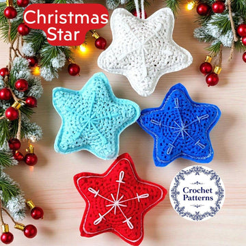 Crochet Christmas Star Ornament Pattern: DIY Xmas Decor (PDF file)