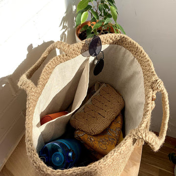 Crochet Jute Beach Bag Pattern: Large Lined Tote with Tassel