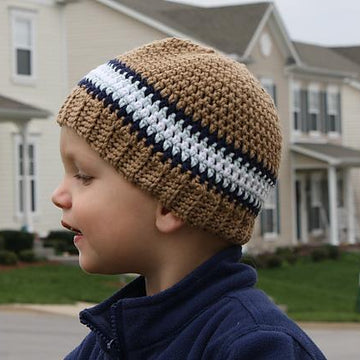 Crocheted Beanie with Ribbed Edge