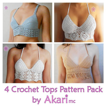 Three Lacy Tops and Fringed Top Crochet Pattern Pack_ PCT2