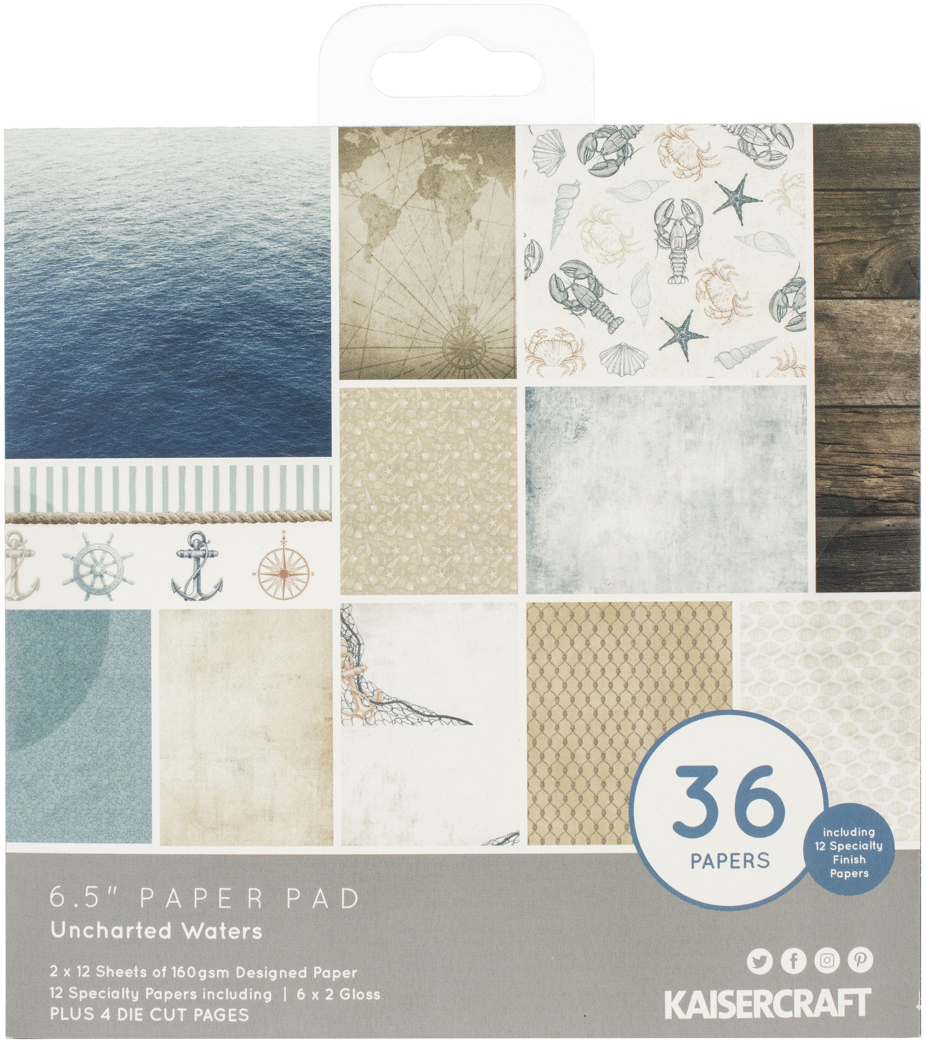 Kaisercraft Paper Pad 6.5"X6.5" 40/Pkg - Uncharted Waters