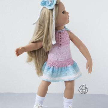 Outfit Flower knitting flat for 18 in doll