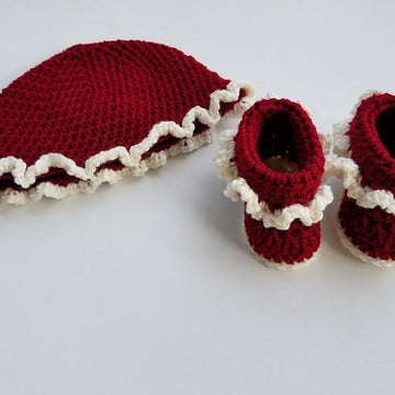 Rag Quilt Baby Hat and Booties