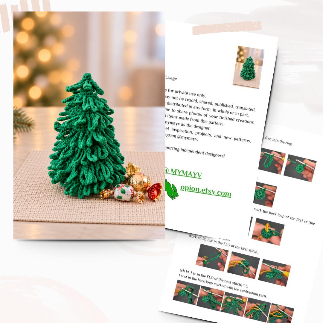 Crochet Christmas Tree Gift Bag Pattern, Christmas Decor