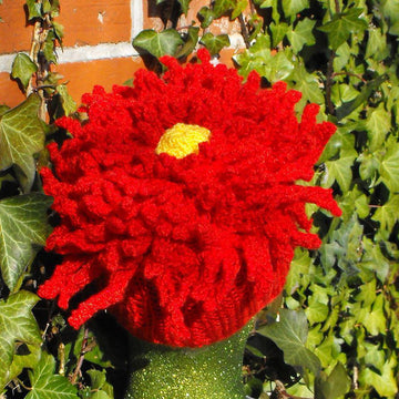 Dahlia Flower Beanie Hat Knitting Pattern - madmonkeyknits.com