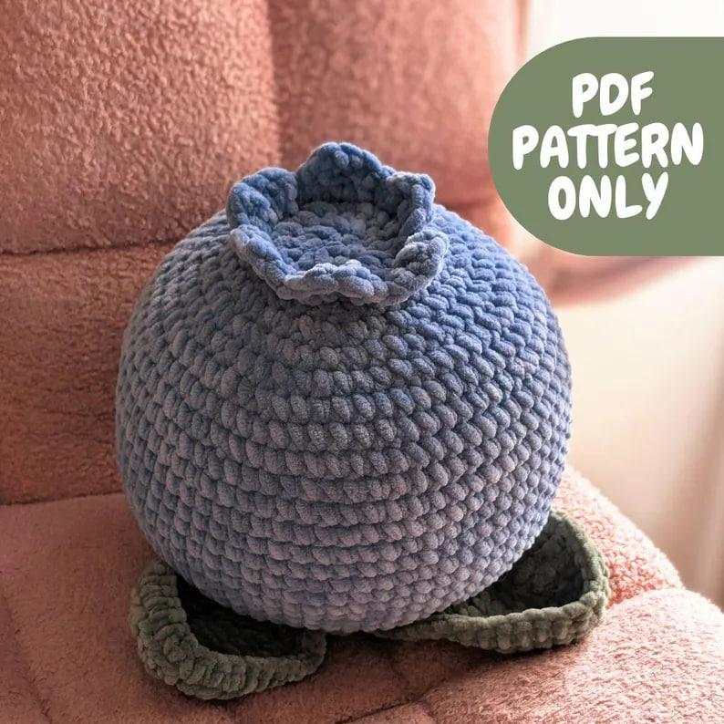 Crochet Small Blueberry Pillow Pattern PDF Super Bulky Yarn Version