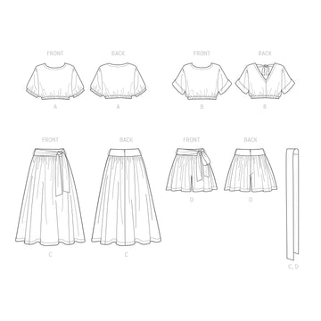 Simplicity Women's Tops, Skirt and Shorts S9551 - Sewing Pattern