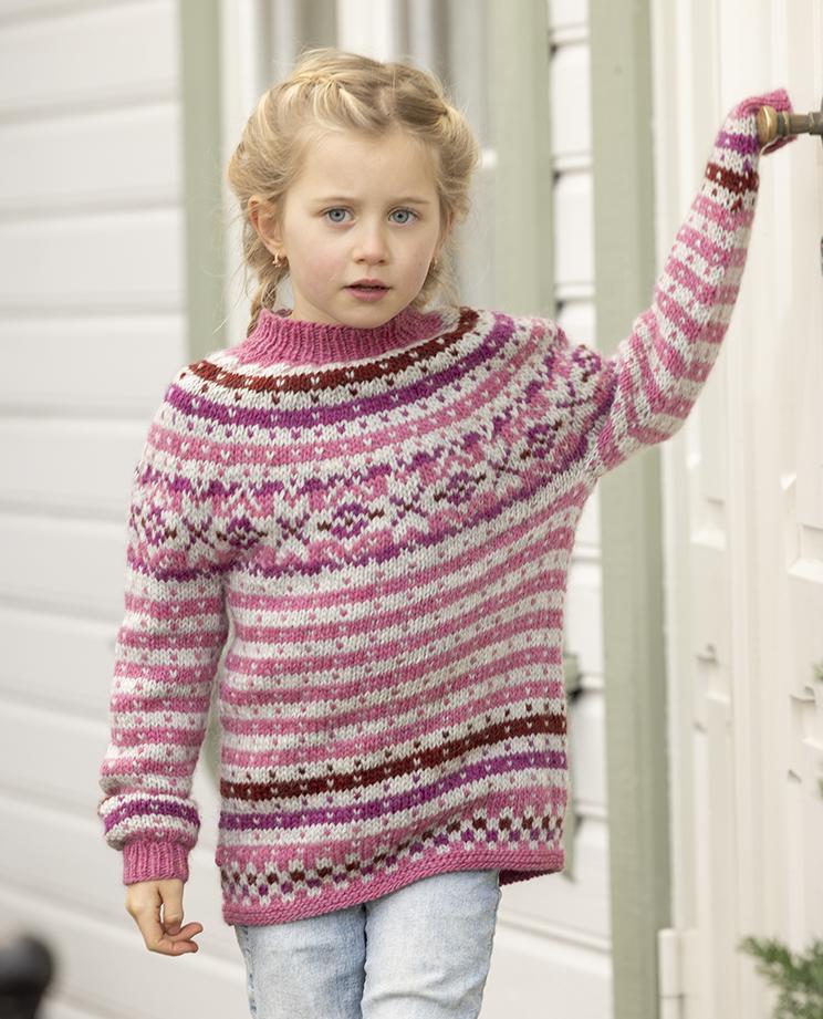 Fanastøl Sweater In Pink  in Viking Garn Viking Wool - Downloadable PDF